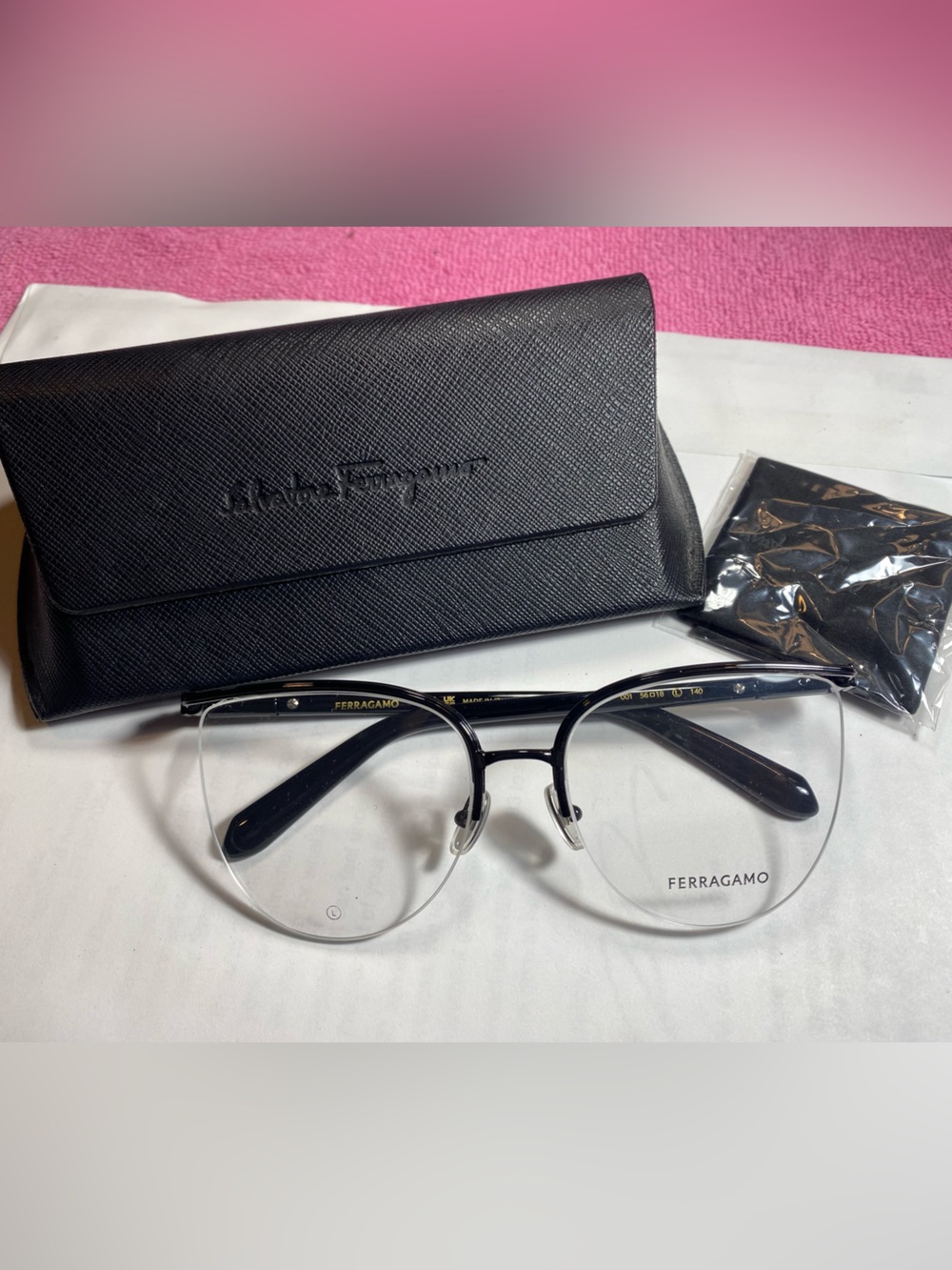Salvatore Ferragamo Black Womens Eyewear with Matching Black Case